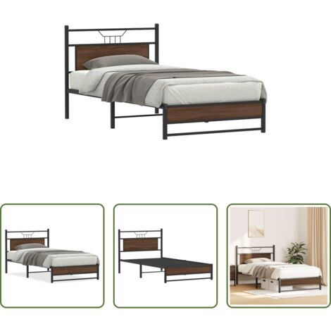 Letto con testiera -  Giroletto senza Materasso Rovere Marrone 100x190 cm Truciolato