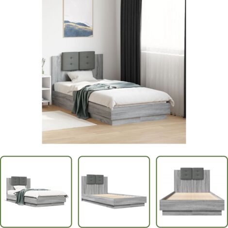 Letto con testiera -  Giroletto senza Materasso Rovere Sonoma 90x190 cm