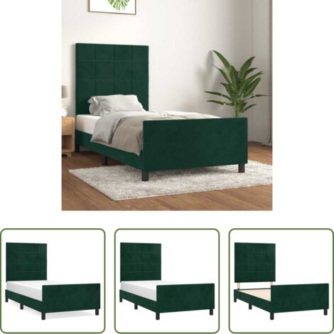 Letto con testiera -  Giroletto senza Materasso Verde Scuro 100x200 cm in Velluto