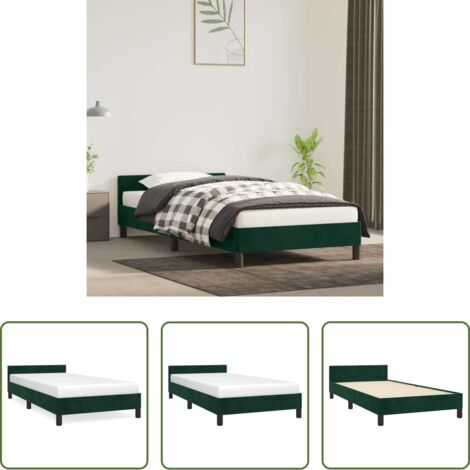 Letto con testiera -  Giroletto senza Materasso Verde Scuro 100x200 cm in Velluto