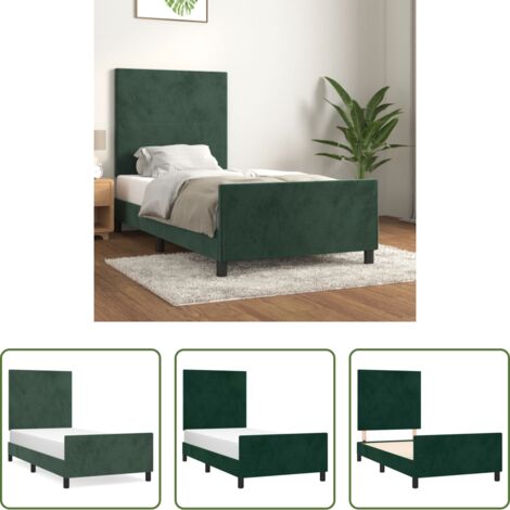 Letto con testiera -  Giroletto senza Materasso Verde Scuro 100x200 cm in Velluto