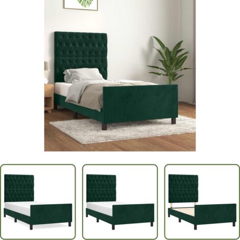 Letto con testiera -  Giroletto senza Materasso Verde Scuro 100x200 cm in Velluto