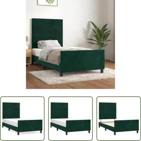 Letto con testiera -  Giroletto senza Materasso Verde Scuro 100x200 cm in Velluto