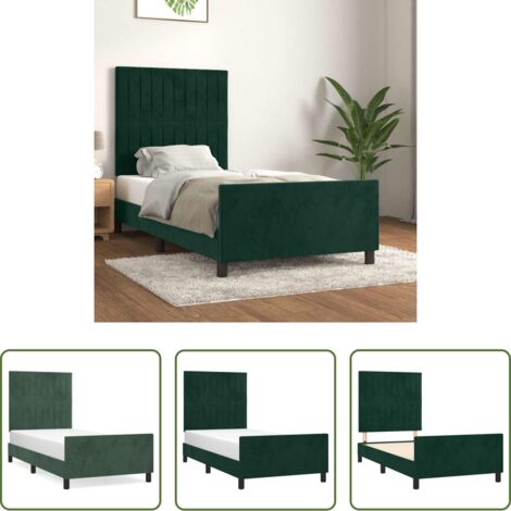 Letto con testiera -  Giroletto senza Materasso Verde Scuro 100x200 cm in Velluto