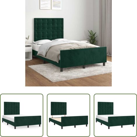 Letto con testiera -  Giroletto senza Materasso Verde Scuro 120x190 cm Velluto