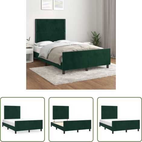 Letto con testiera -  Giroletto senza Materasso Verde Scuro 120x190 cm Velluto
