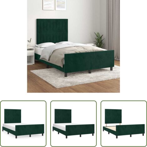 Letto con testiera -  Giroletto senza Materasso Verde Scuro 120x200 cm in Velluto