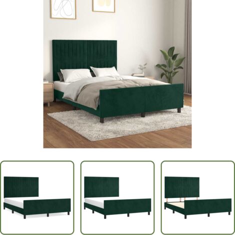 Letto con testiera -  Giroletto senza Materasso Verde Scuro 140x190 cm in Velluto