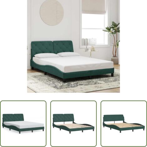 Letto con testiera -  Giroletto senza Materasso Verde Scuro 140x200 cm in Velluto