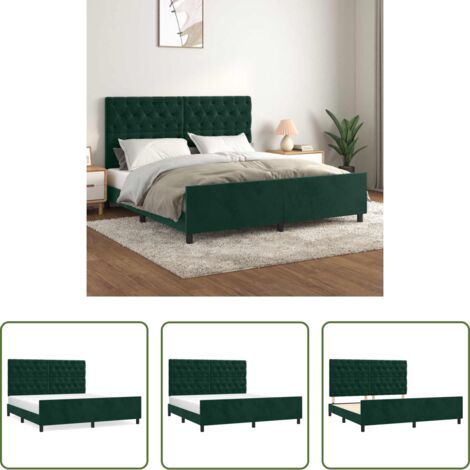 Letto con testiera -  Giroletto senza Materasso Verde Scuro 160x200 cm in Velluto