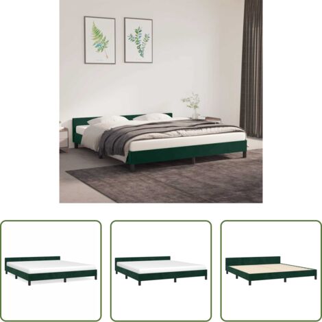 Letto con testiera -  Giroletto senza Materasso Verde Scuro 160x200 cm in Velluto