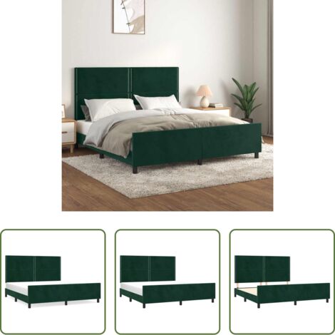 Letto con testiera -  Giroletto senza Materasso Verde Scuro 200x200 cm in Velluto