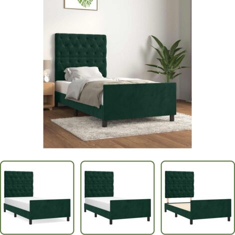 Letto con testiera -  Giroletto senza Materasso Verde Scuro 80x200 cm in Velluto