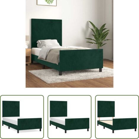Letto con testiera -  Giroletto senza Materasso Verde Scuro 80x200 cm in Velluto