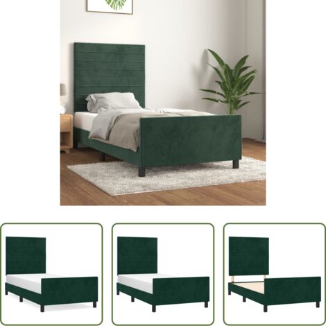 Letto con testiera -  Giroletto senza Materasso Verde Scuro 90x190 cm in Velluto