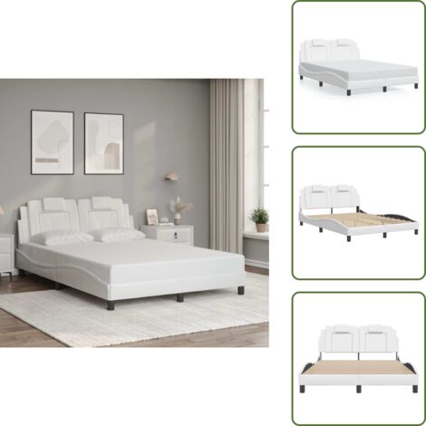Letto con testiera in compensato - vidaXL Giroletto Viana senza Materasso Bianco 140x200 cm in Similpelle - Letto con testiera in legno