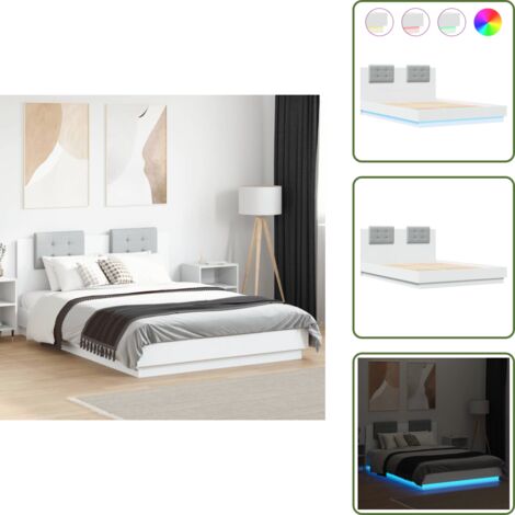 Letto con testiera in legno - vidaXL Giroletto con LED senza Materasso Bianco 120x200 cm -