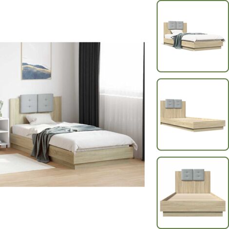 Letto con testiera in legno - vidaXL Giroletto con Testiera Rovere Sonoma 90x200cm Legno Multistrato - Letto con testiera in compensato