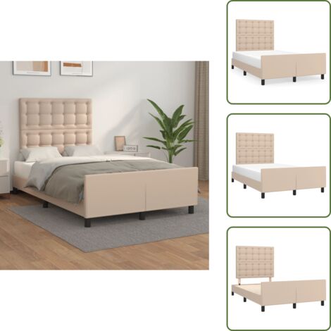 Letto con testiera in similpelle - vidaXL Giroletto con Testiera Cappuccino 120x200 cm in Similpelle - Letto con testiera in ecopelle