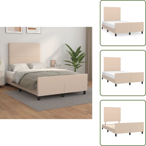 Letto con testiera in similpelle - vidaXL Giroletto con Testiera Cappuccino 120x200 cm in Similpelle - Letto con testiera in ecopelle