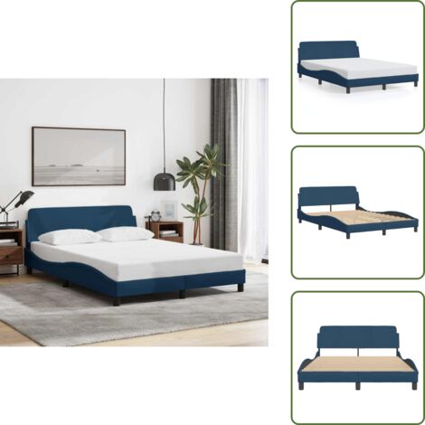 Letto con testiera in tessuto - vidaXL Giroletto con Testiera Dover Blu 120x200 cm Tessuto - Letto con testiera Blu