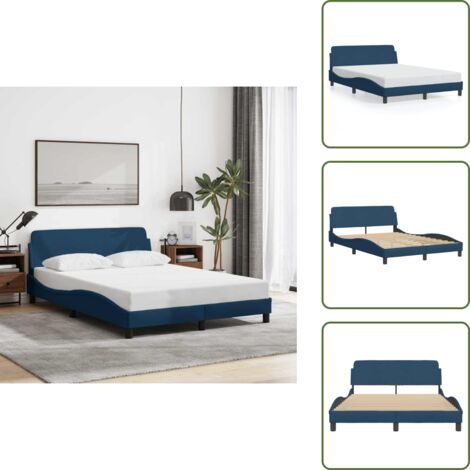 Letto con testiera in tessuto - vidaXL Giroletto con Testiera Dover Blu 140x200 cm Tessuto - Letto con testiera in compensato