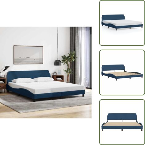 Letto con testiera in tessuto - vidaXL Giroletto con Testiera Dover Blu 180x200 cm Tessuto - Letto con testiera in compensato