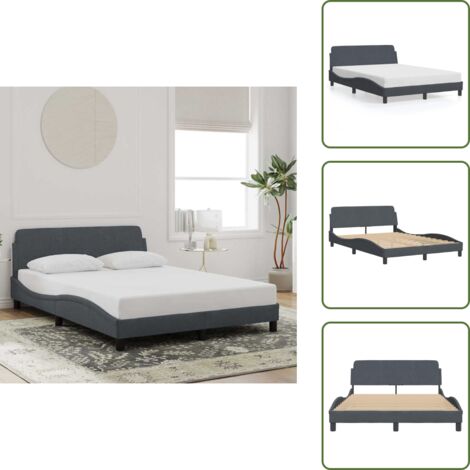 Letto con testiera in velluto - vidaXL Giroletto Dover Grigio Scuro 120x200 cm Velluto - Letto con testiera in compensato