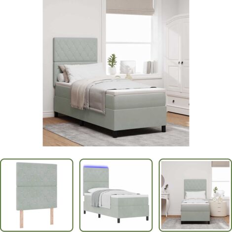 Letto con testiera LED -  Letto a Sorgente LED Grigio chiaro 80 x 200 cm Tessuto