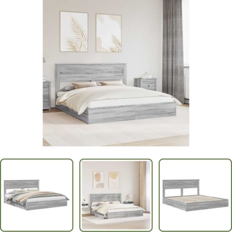 Letto con testiera -  Letto con Contenitore con testiera Grigio Sonoma 180 x 200 cm