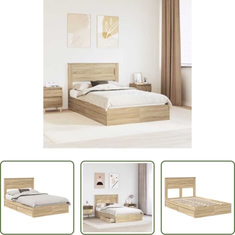 Letto con testiera -  Letto con Contenitore con testiera Rovere Sonoma 120 x 200 cm