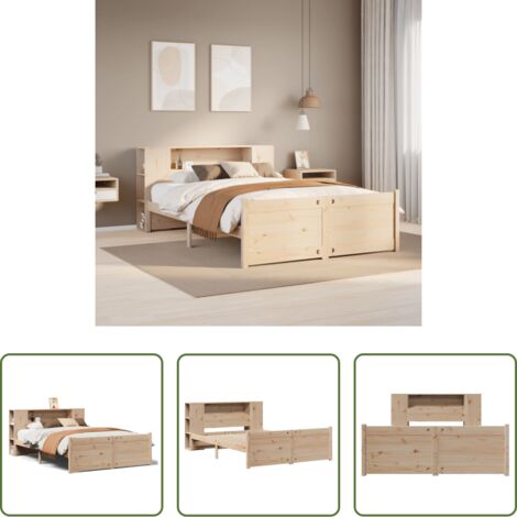 Letto con testiera -  Letto Libreria senza Materasso 135x190 cm in Legno di Pino