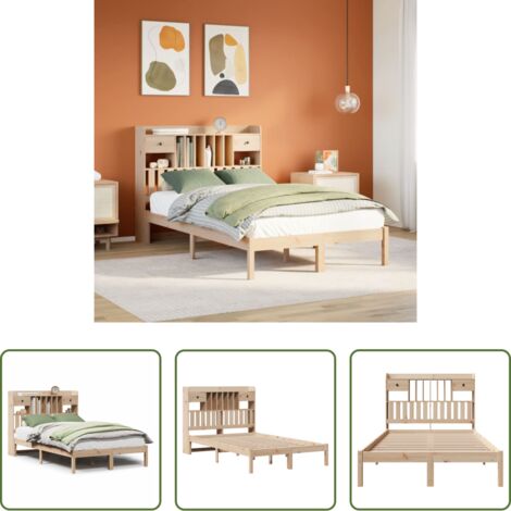 Letto con testiera -  Letto Libreria senza Materasso 135x190 cm in Legno di Pino