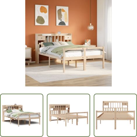 Letto con testiera -  Letto Libreria senza Materasso 140x190 cm in Legno di Pino