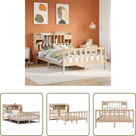 Letto con testiera -  Letto Libreria senza Materasso 140x200 cm in Legno di Pino
