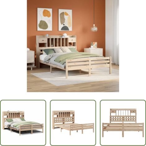 Letto con testiera -  Letto Libreria senza Materasso 140x200 cm in Legno di Pino