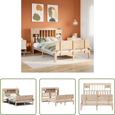 Letto con testiera -  Letto Libreria senza Materasso 140x200 cm in Legno di Pino