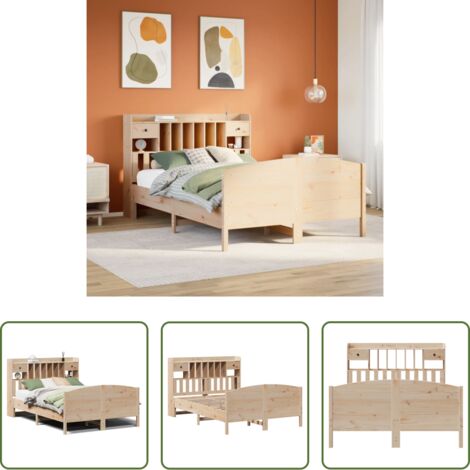Letto con testiera -  Letto Libreria senza Materasso 140x200 cm in Legno di Pino