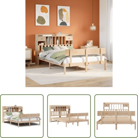 Letto con testiera -  Letto Libreria senza Materasso 140x200 cm in Legno di Pino