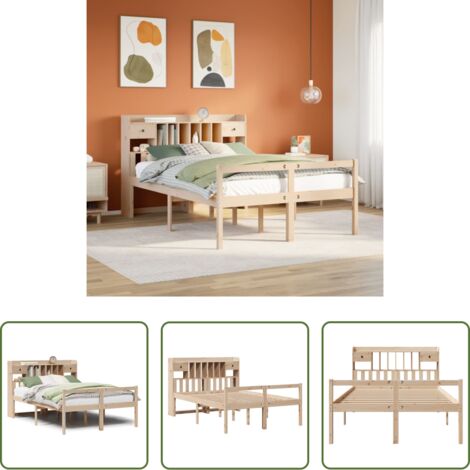 Letto con testiera -  Letto Libreria senza Materasso 140x200 cm in Legno di Pino