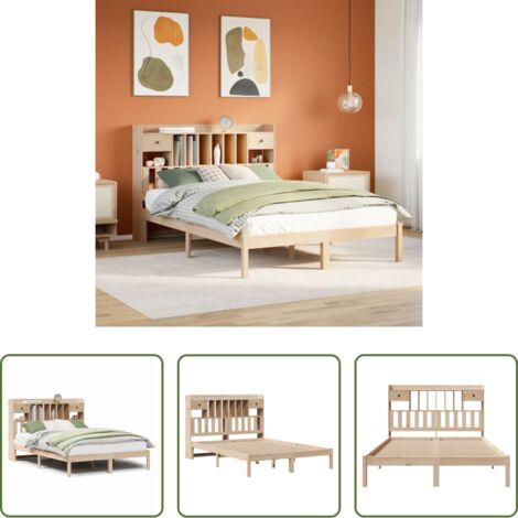 Letto con testiera -  Letto Libreria senza Materasso 140x200 cm in Legno di Pino
