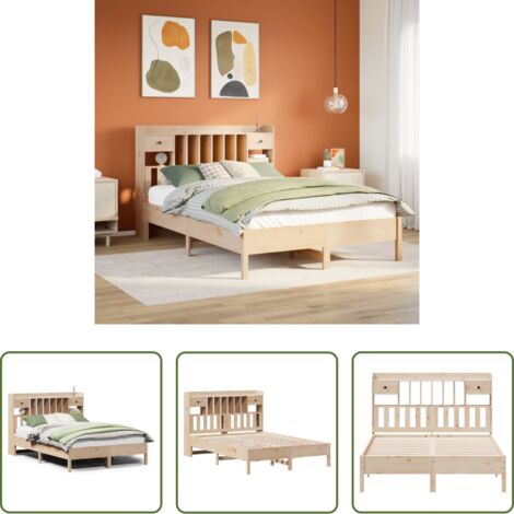 Letto con testiera -  Letto Libreria senza Materasso 140x200 cm in Legno di Pino