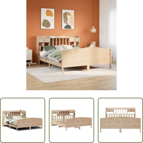 Letto con testiera -  Letto Libreria senza Materasso 180x200 cm in Legno di Pino