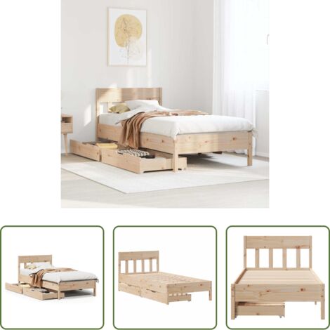 Letto con testiera -  Letto senza Materasso 75x190 cm in Legno Massello Pino