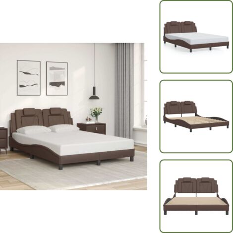 Letto con testiera marrone - vidaXL Giroletto Viana senza Materasso Marrone 140x190 cm in Similpelle - Cuscino testiera