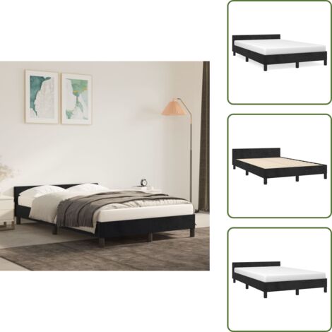 Letto con testiera nero - vidaXL Giroletto senza Materasso Nero 120x190 cm Velluto - Letto con testiera in compensato