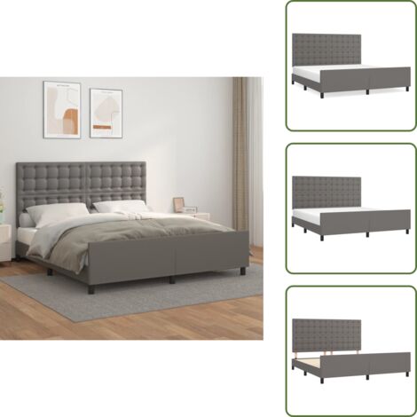 Letto con testiera regolabile - vidaXL Giroletto con Testiera Grigio 160x200 cm in Similpelle - Giroletto grigio