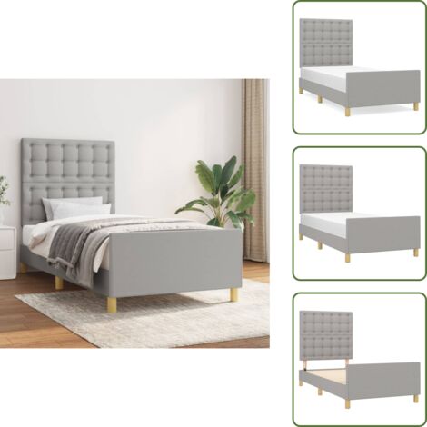 Letto con testiera regolabile - vidaXL Giroletto con Testiera Grigio Chiaro 80x200 cm in Tessuto - Letto con testiera in tessuto