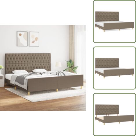 Letto con testiera regolabile - vidaXL Giroletto con Testiera Grigio Tortora 200x200 cm in Tessuto - Letto con gambe di supporto