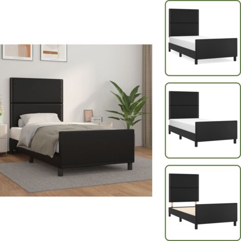 Letto con testiera regolabile - vidaXL Giroletto con Testiera Nero 100x200 cm in Similpelle - Giroletto in similpelle